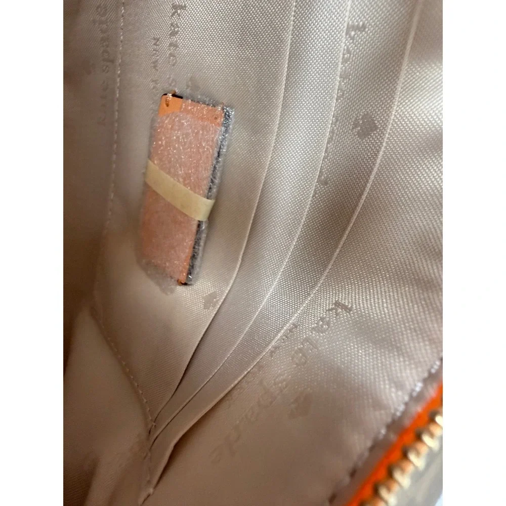 Kate Spade Leila‎ Mini Top Zip Crossbody Bag Orange Cream Pebbled Leather NEW